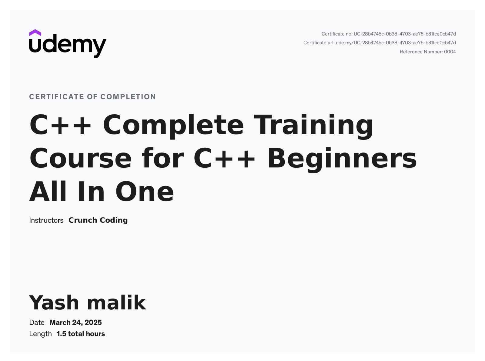 C++ Certificate
